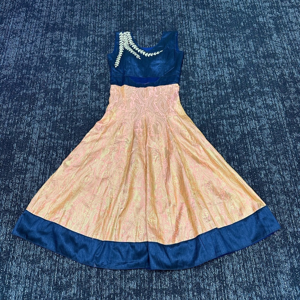 Navy blue and peach anarkali
